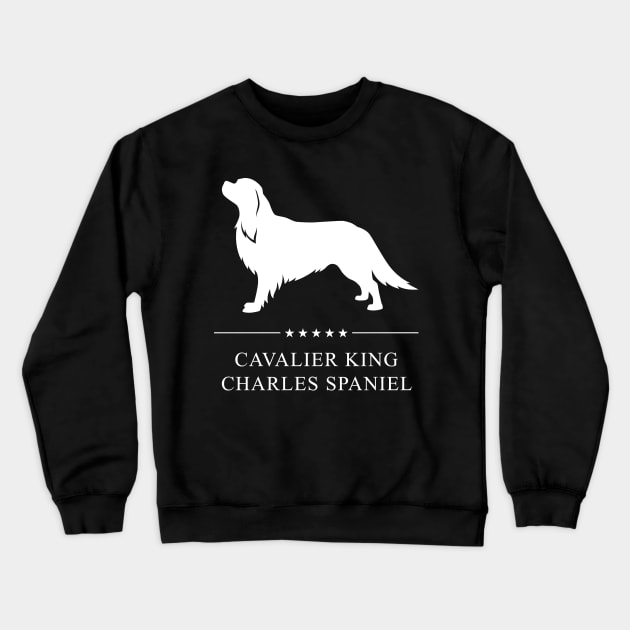 Cavalier King Charles Spaniel Dog White Silhouette Crewneck Sweatshirt by millersye